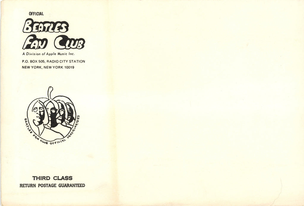 Beatles USA fan club cube 1969 and Envelope
