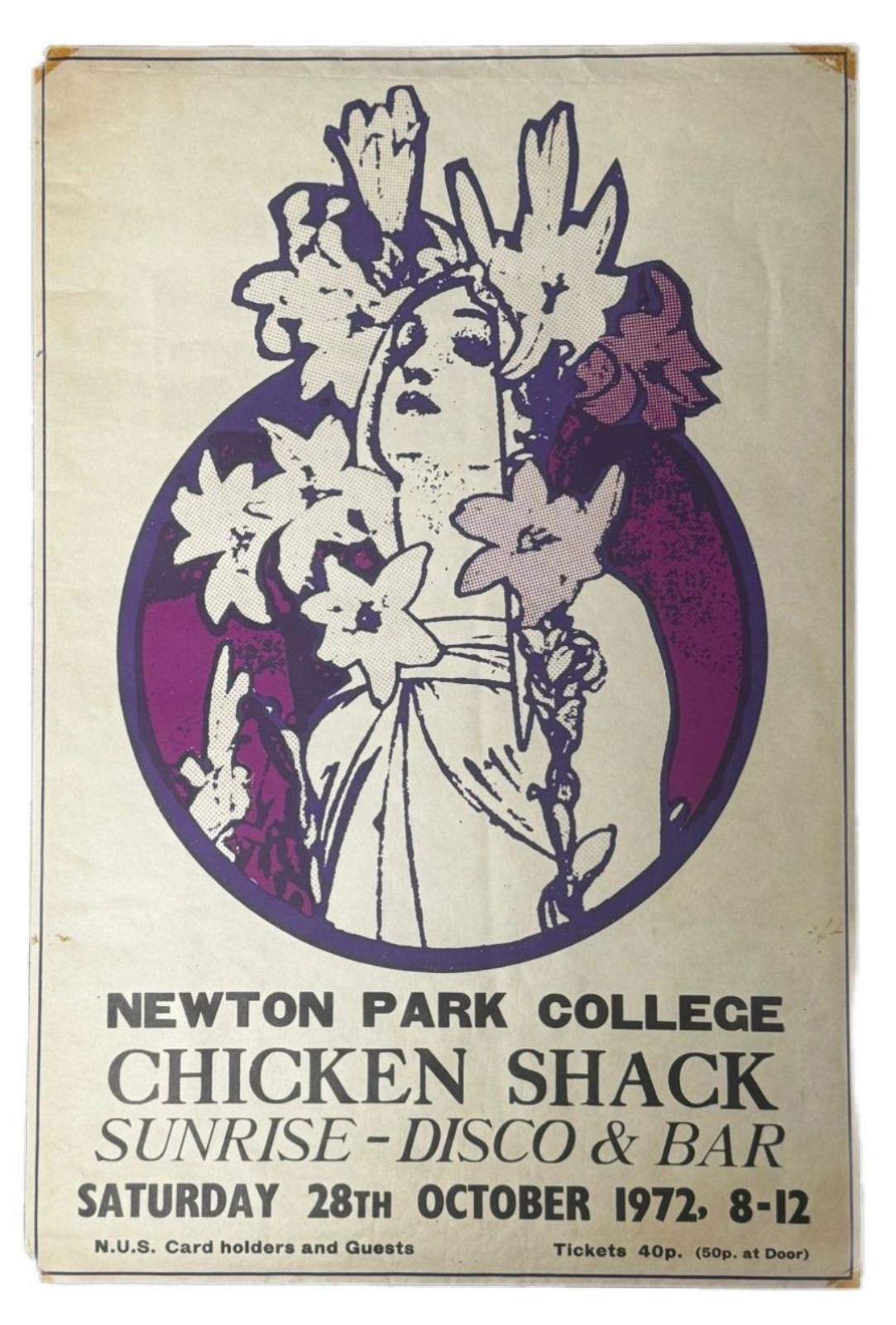 Chicken Shack newton park collage concert poster 1972