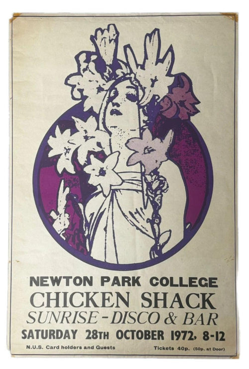 Chicken Shack newton park collage concert poster 1972