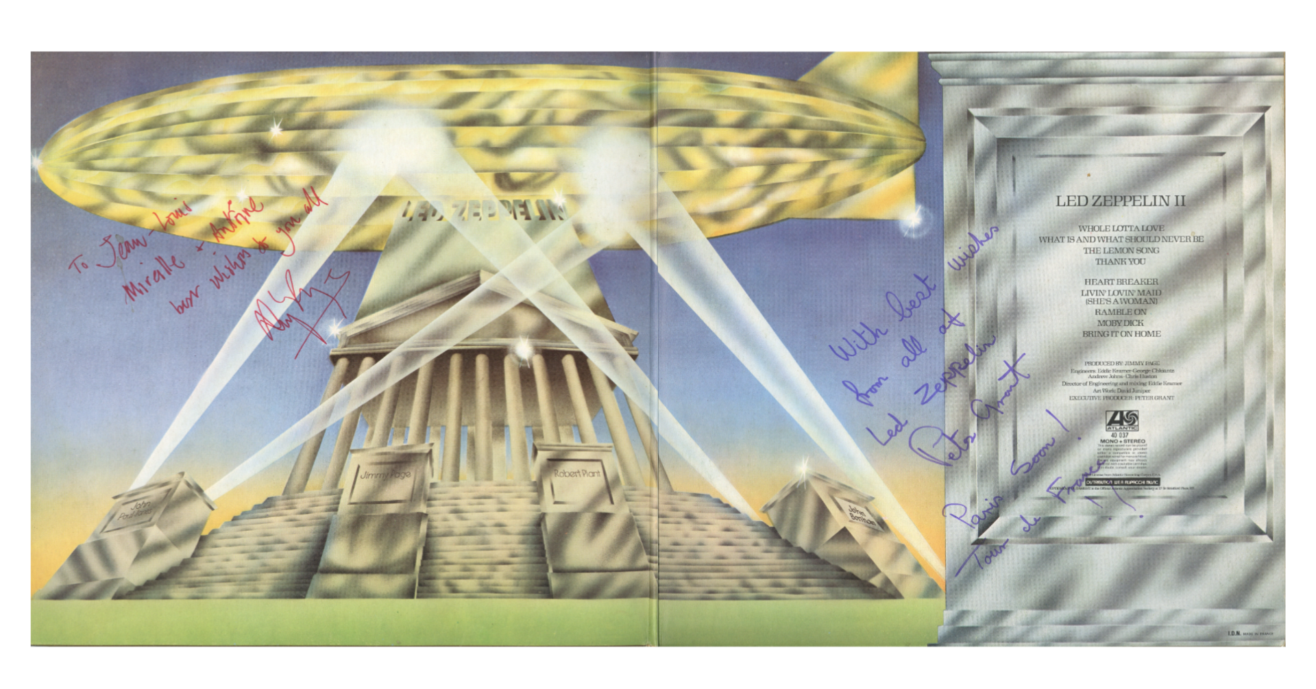 Jimmy Page and Peter Grant Signed Led Zeppelin II Album, 1976