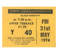 Black Sabbath Concert Ticket Stub 1974
