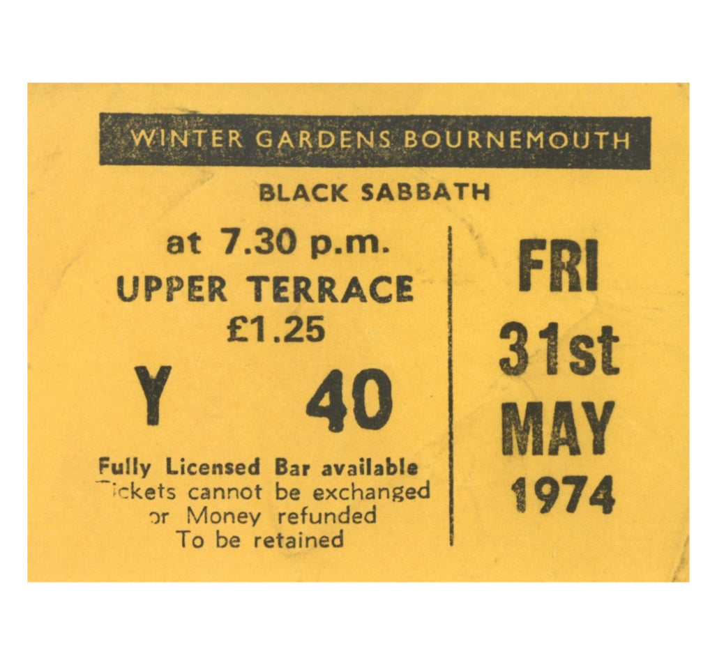 Black Sabbath Concert Ticket Stub 1974