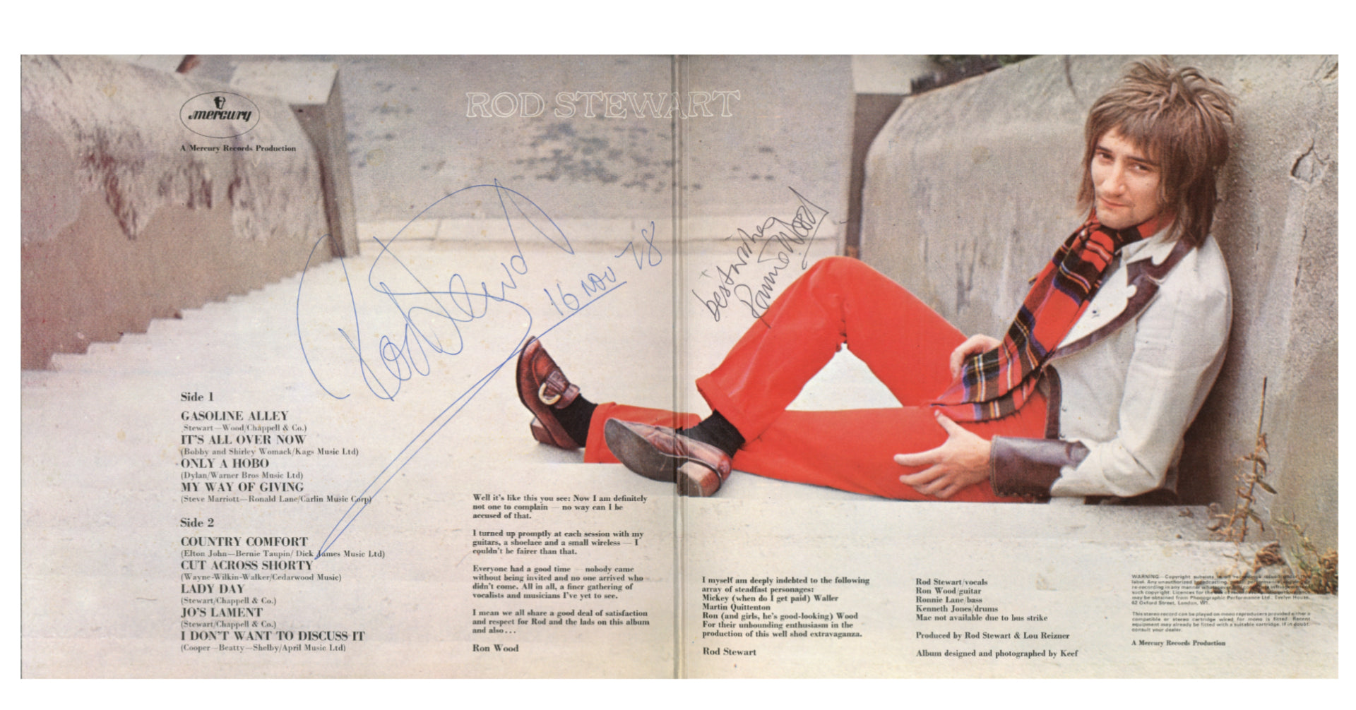 Ronnie Wood and Rod Stewart Signed "Gasoline Alley" Album
