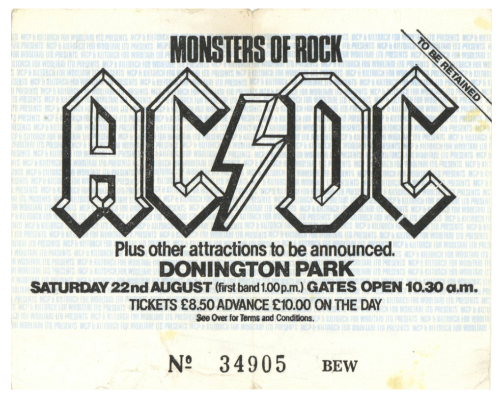 AC/DC Concert Ticket Stub 1981