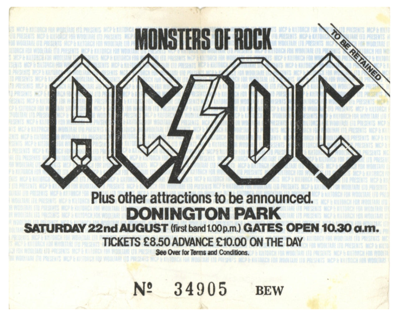 AC/DC Concert Ticket Stub 1981