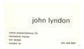 John Lydon NEMS Presentations Ltd Business Card