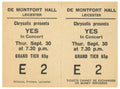Yes De Montfort Hall, Leicester Complete Ticket 1971