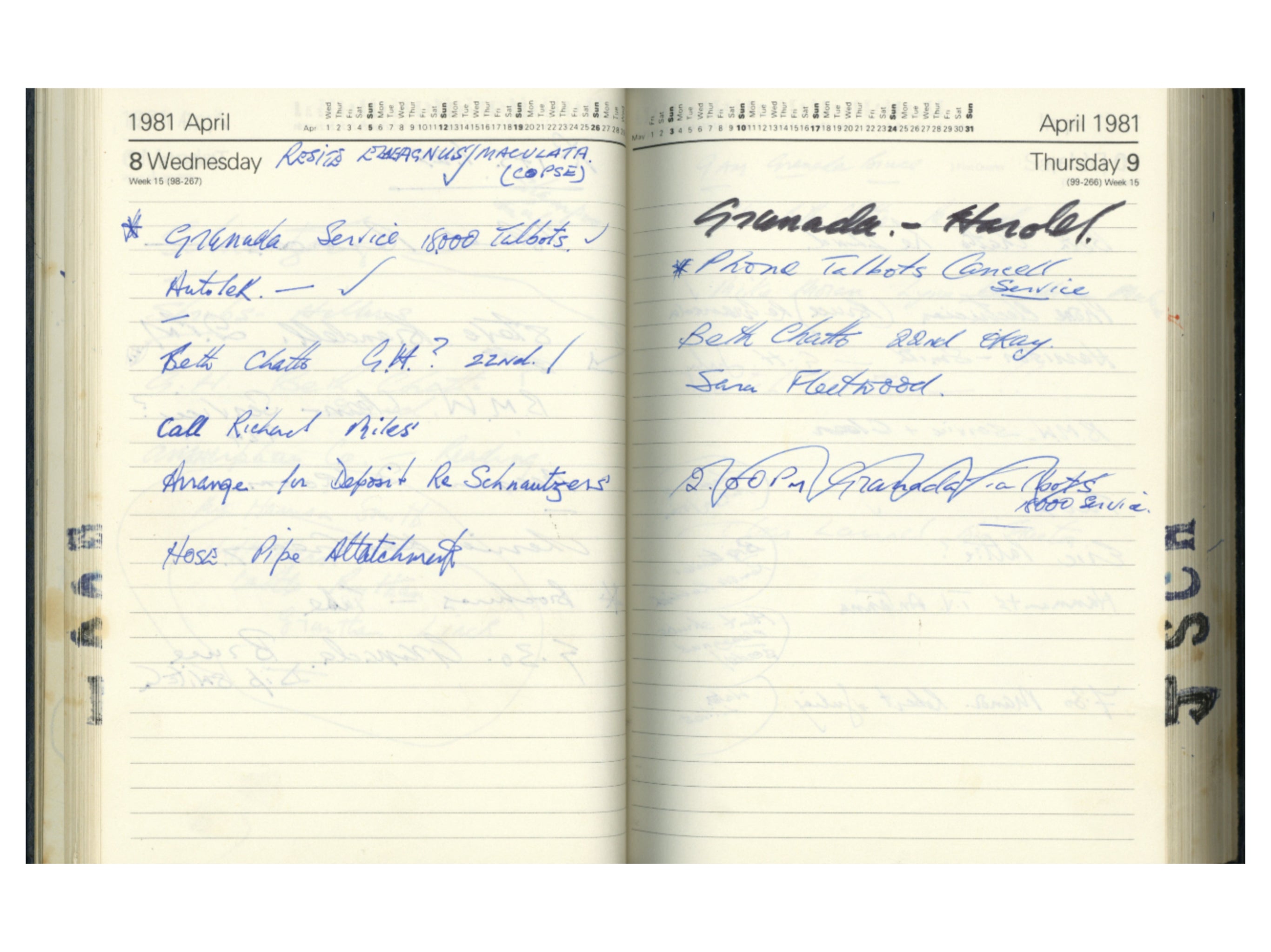 Terry Doran Personal 1981 Diary