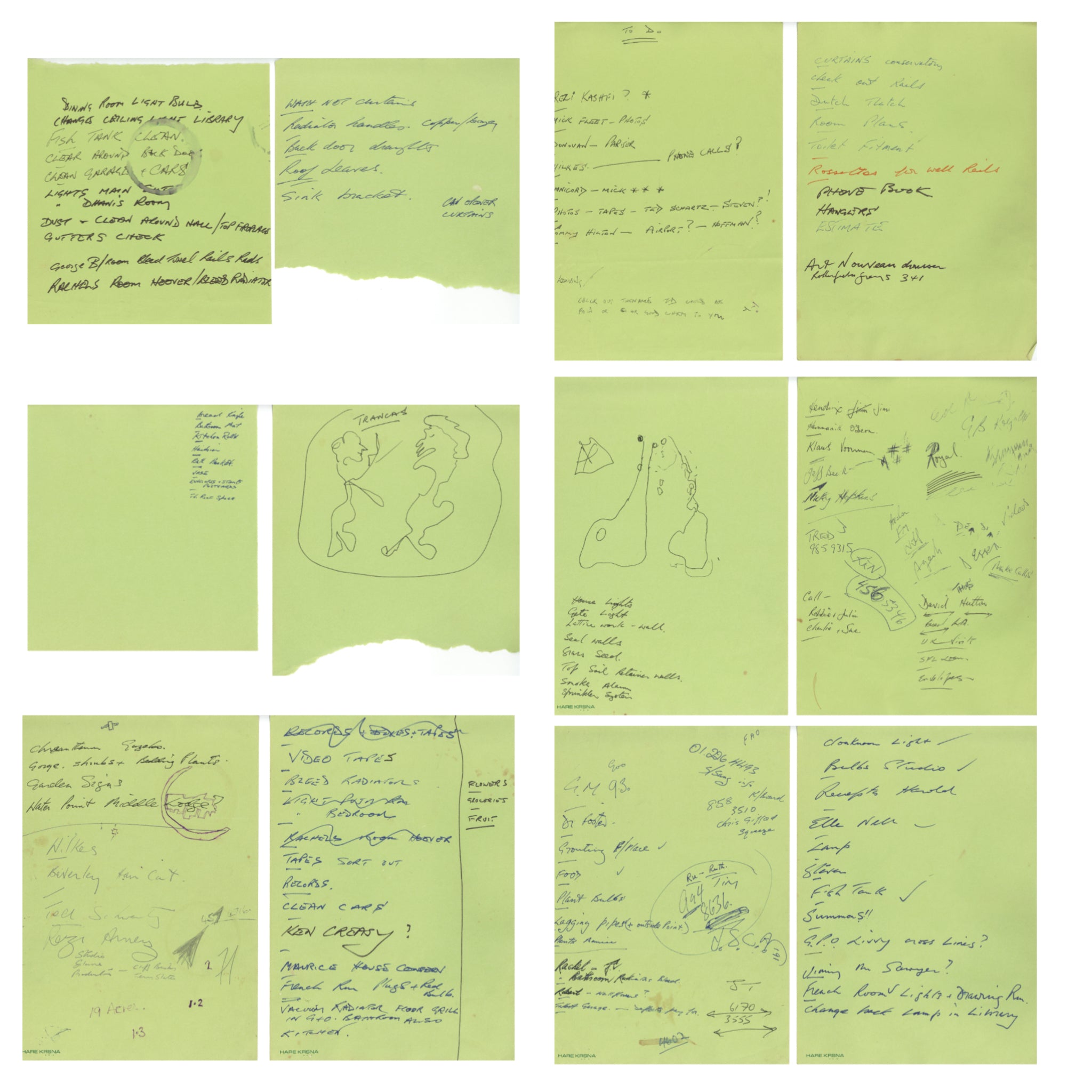 Collection of Terry Doran Handwritten Friar Park Notes