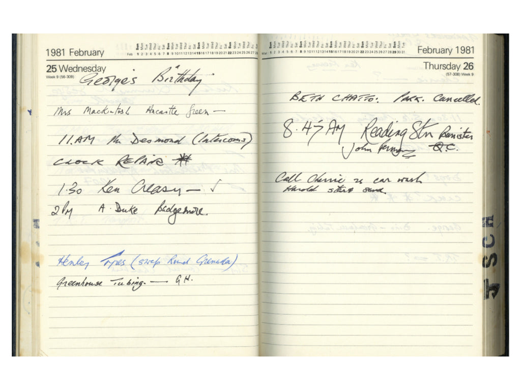 Terry Doran Personal 1981 Diary