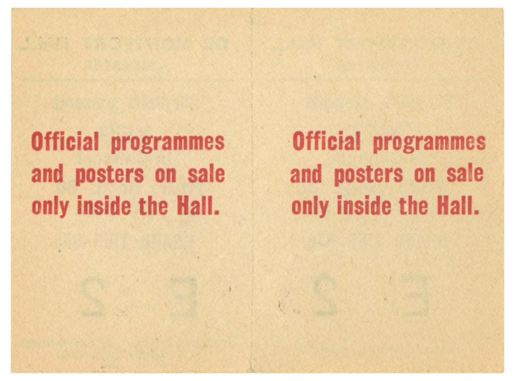 Yes De Montfort Hall, Leicester Complete Ticket 1971