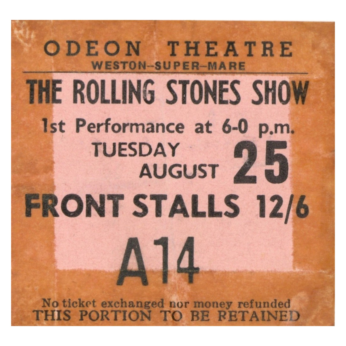 The Rolling Stones Show, Weston Super Mare Ticket Stub 1964