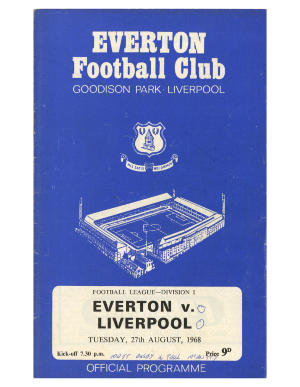 Paul McCartney signed Everton football club programme 1968