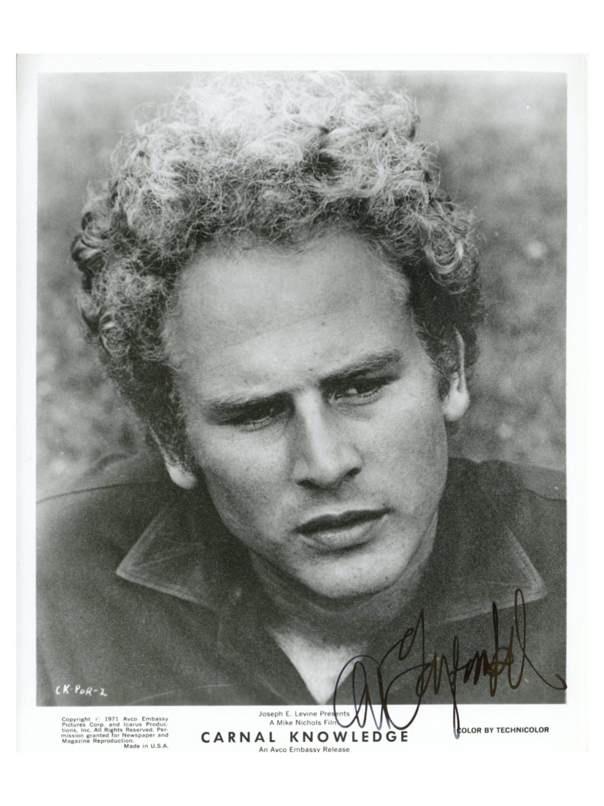 Art Garfunkel signed promotional photograph