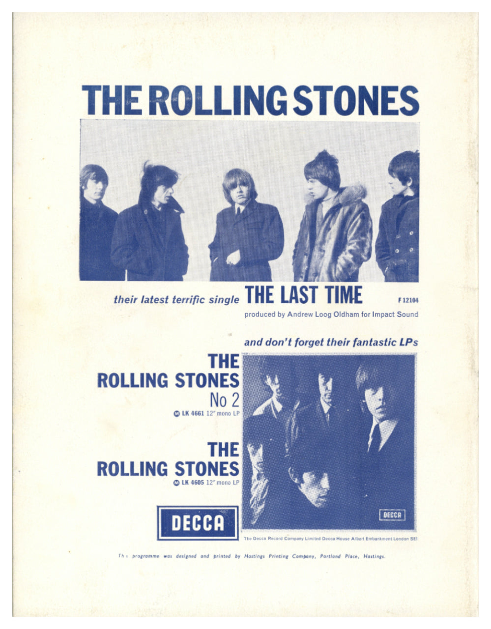 The Rolling Stones Scottish Tour Programme 1965