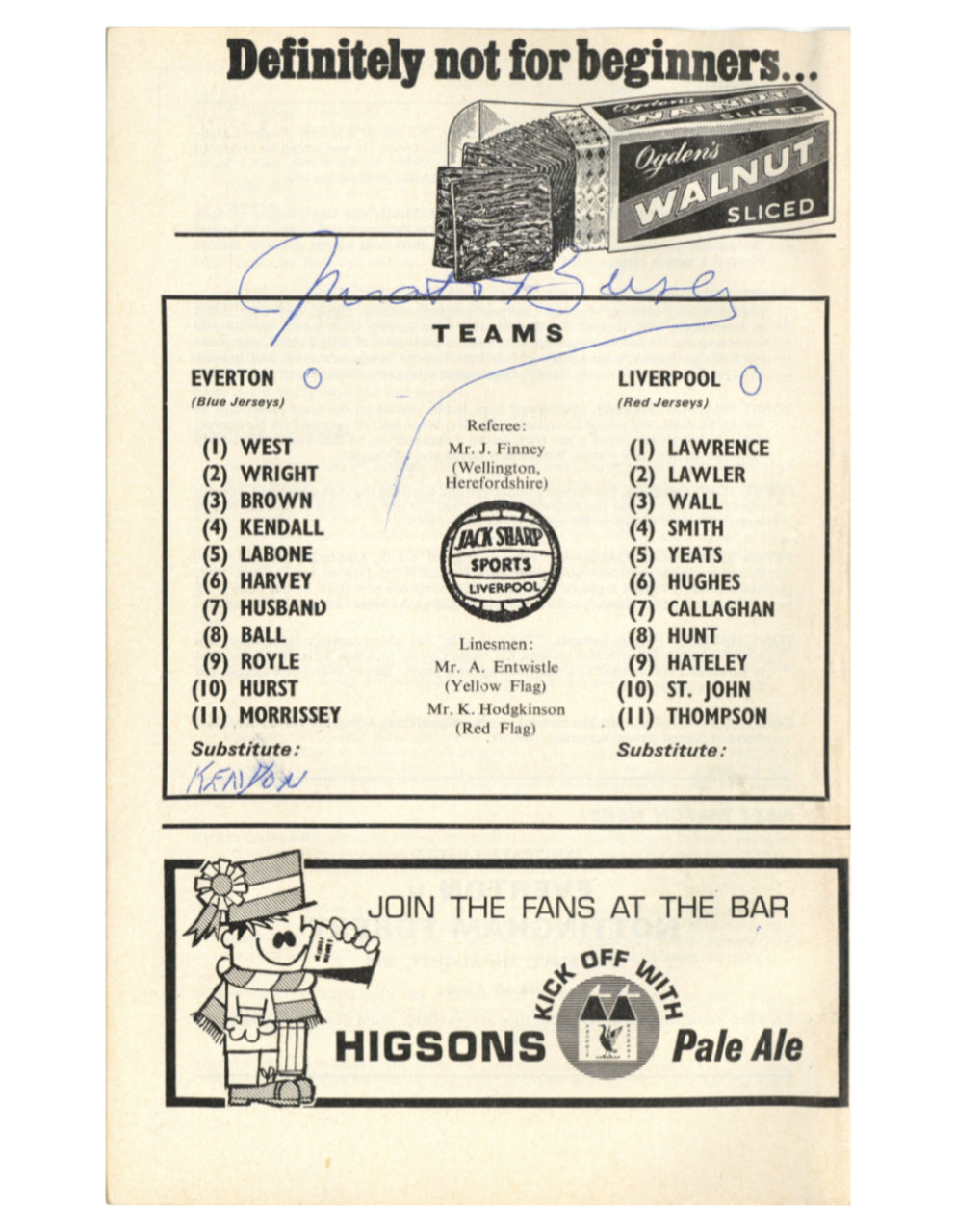Paul McCartney signed Everton football club programme 1968