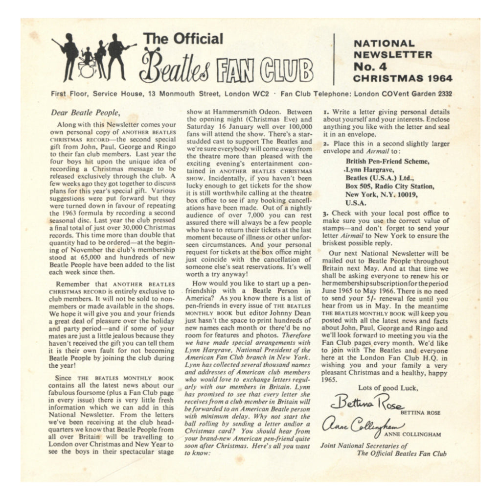 The Beatles 1964 Christmas Flexi Record