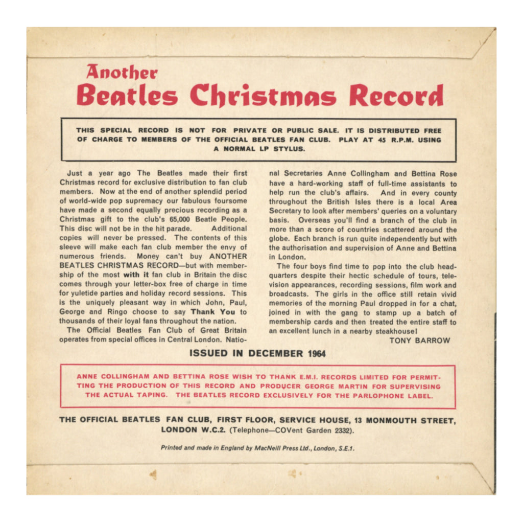 The Beatles 1964 Christmas Flexi Record