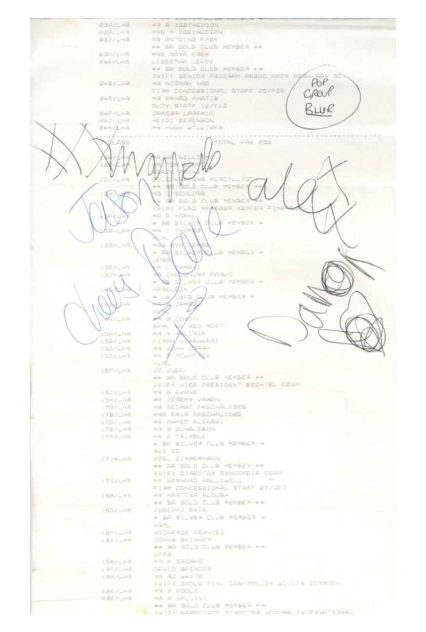 Blur Autographs 1990