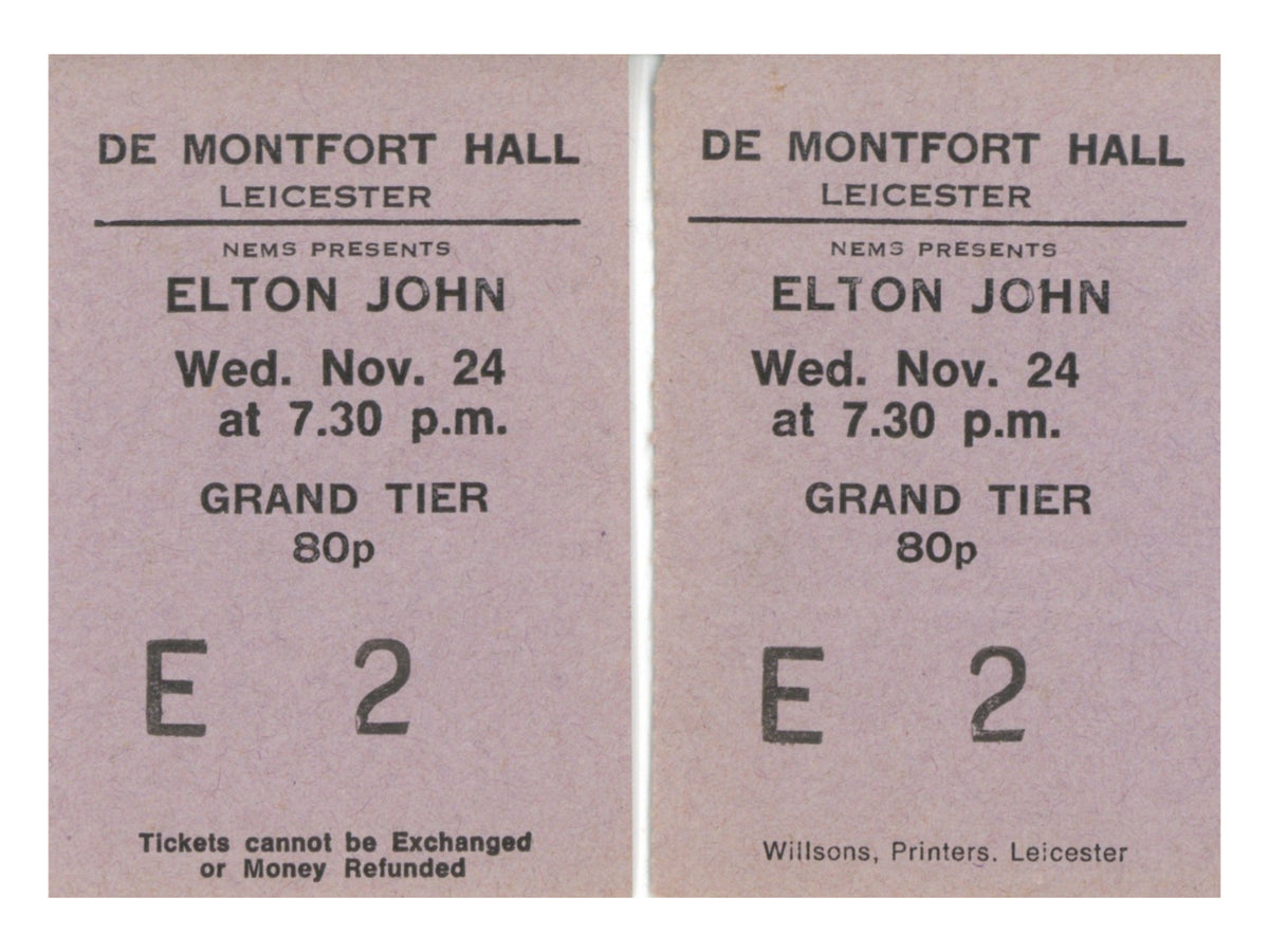 Elton John De Montfort Hall Leicester Ticket