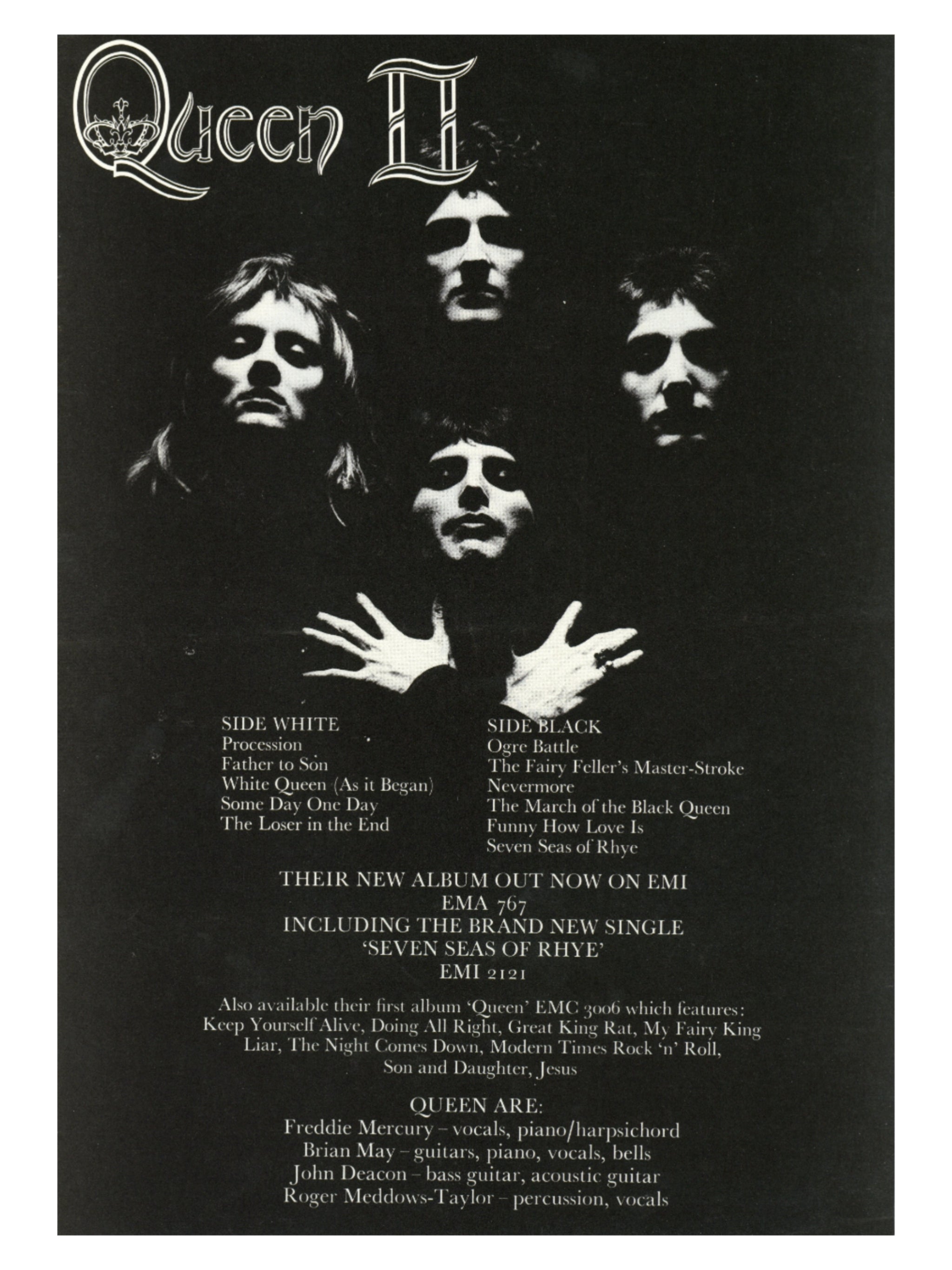 Queen Spring 1974 Tour handbill flyer