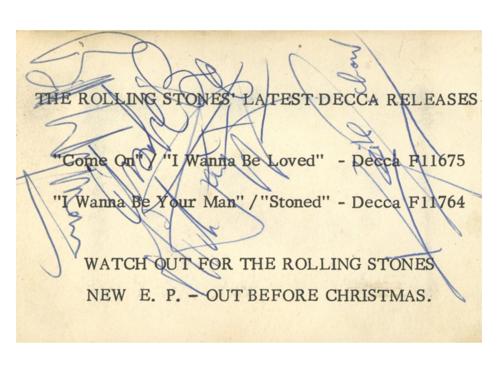 The Rolling Stones Signed 1963 Decca Records promotional card