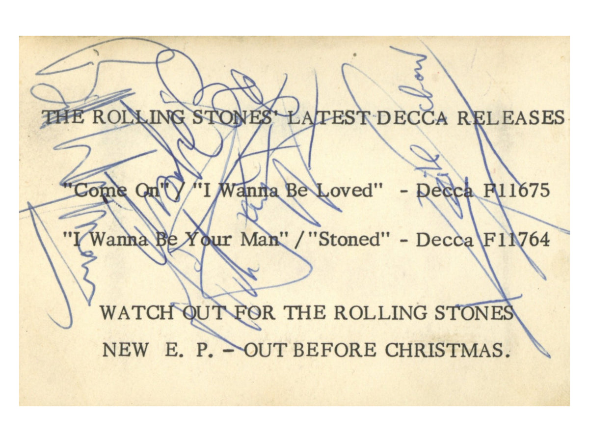 The Rolling Stones Signed 1963 Decca Records promotional card