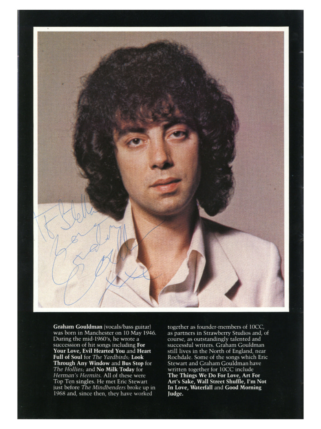 10cc Signed Official Tourist Guide Programme and Ticket Stub