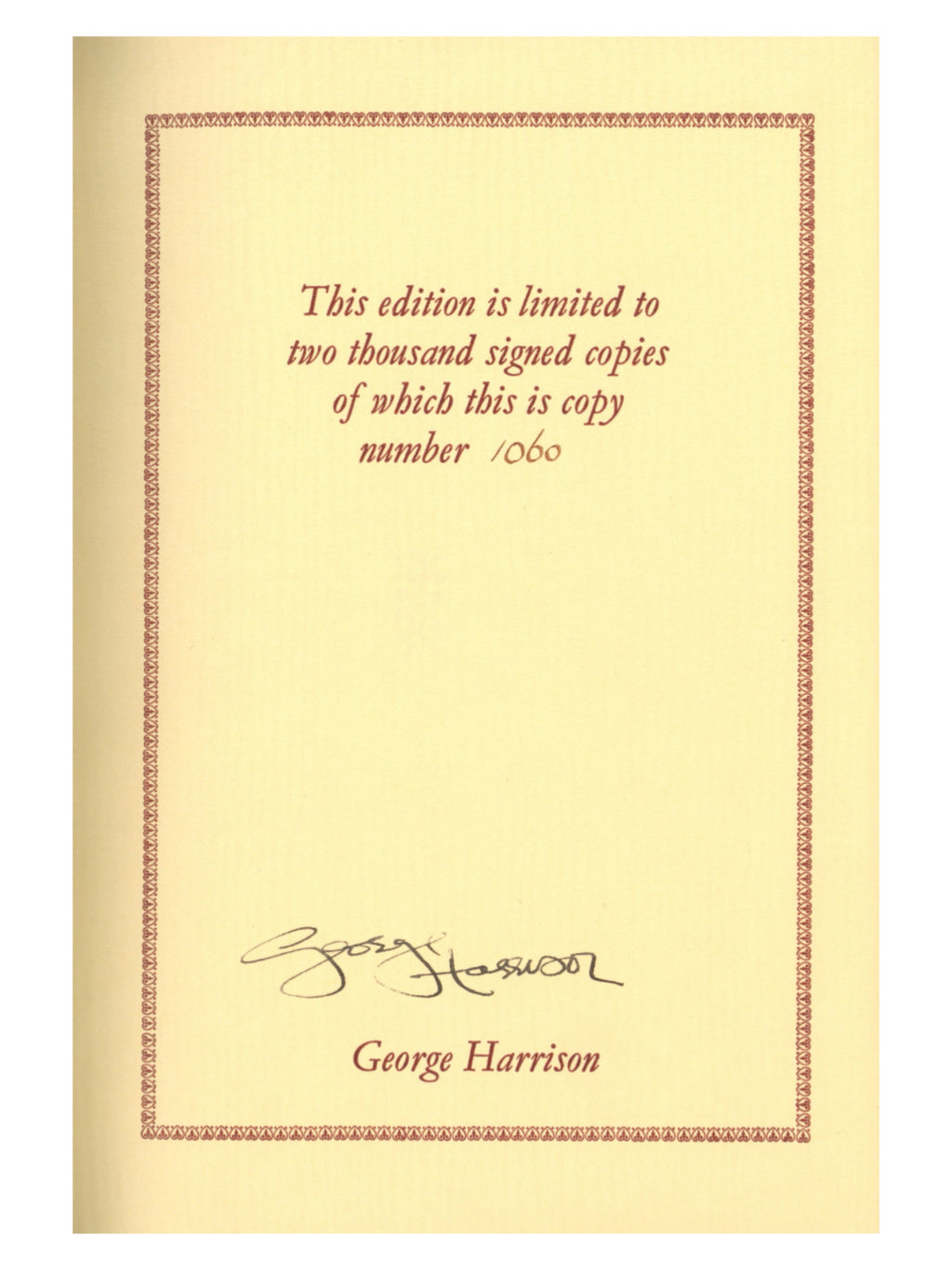 George Harrison “I Me Mine” Dark Green Cover Genesis Publication’s Book