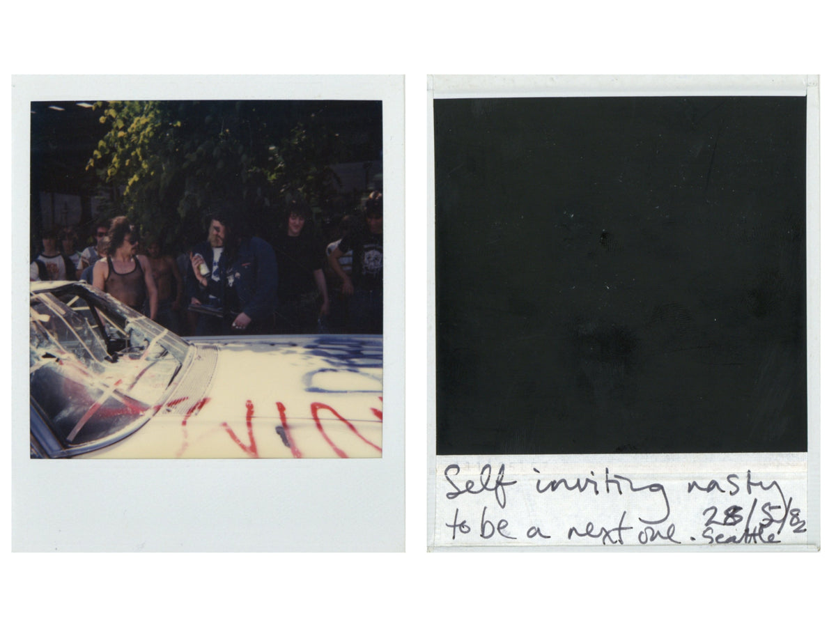 Lemmy Kilmister Car Bash Charity Event hand annotated polaroid 1982