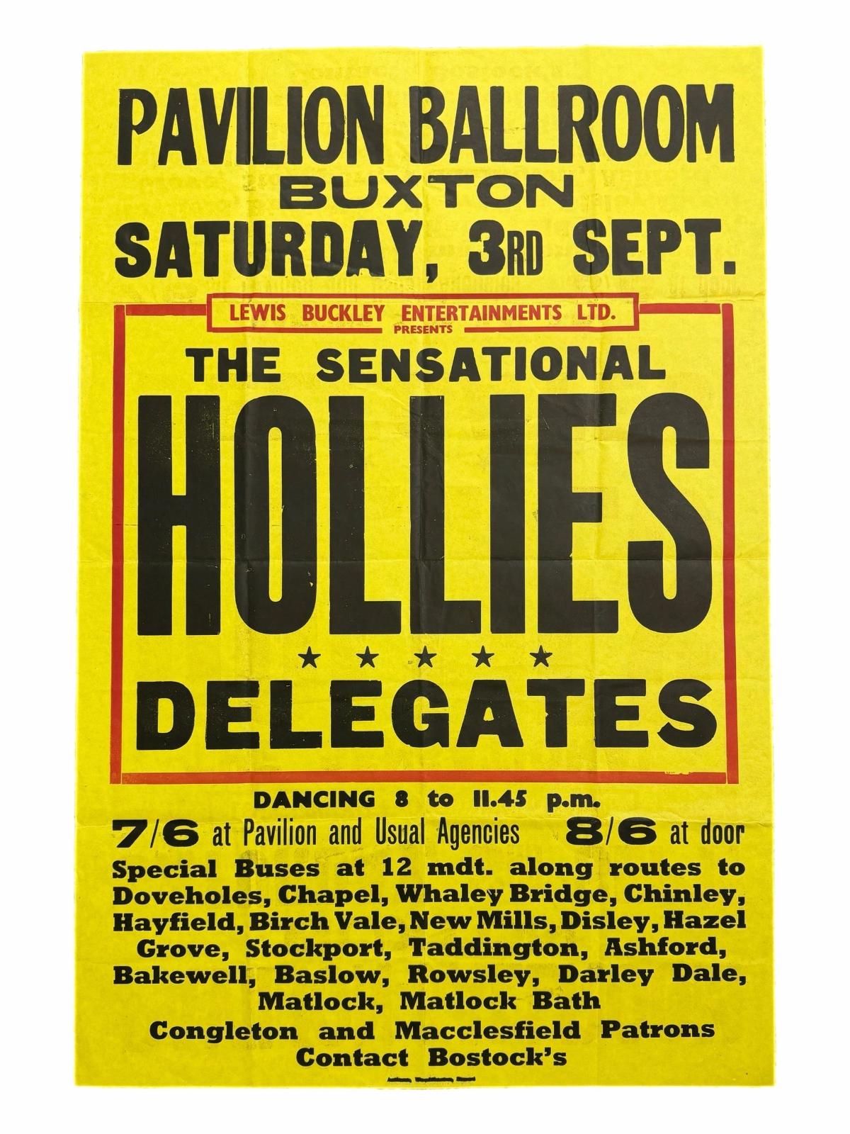 The Hollies Pavilion Buxton Ballroom Concert Poster 1965