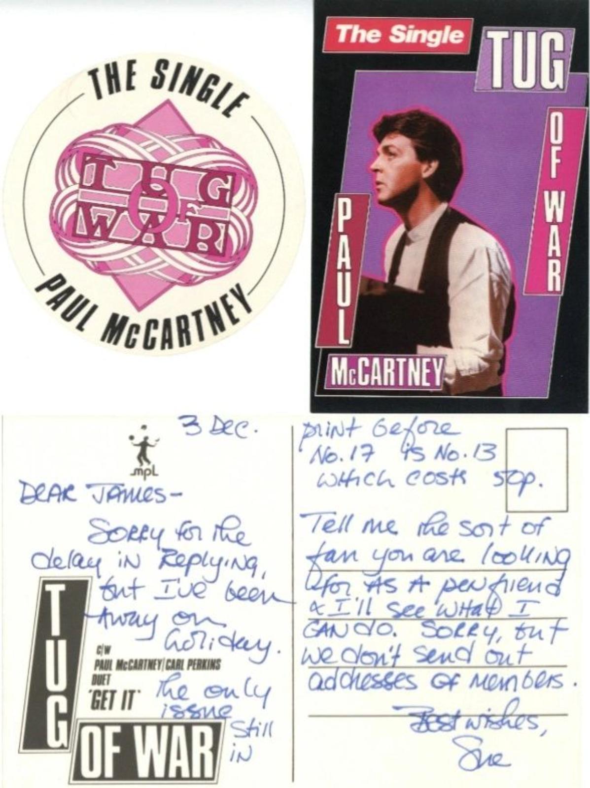Paul McCartney’s “Tug of War” promotional material 1982