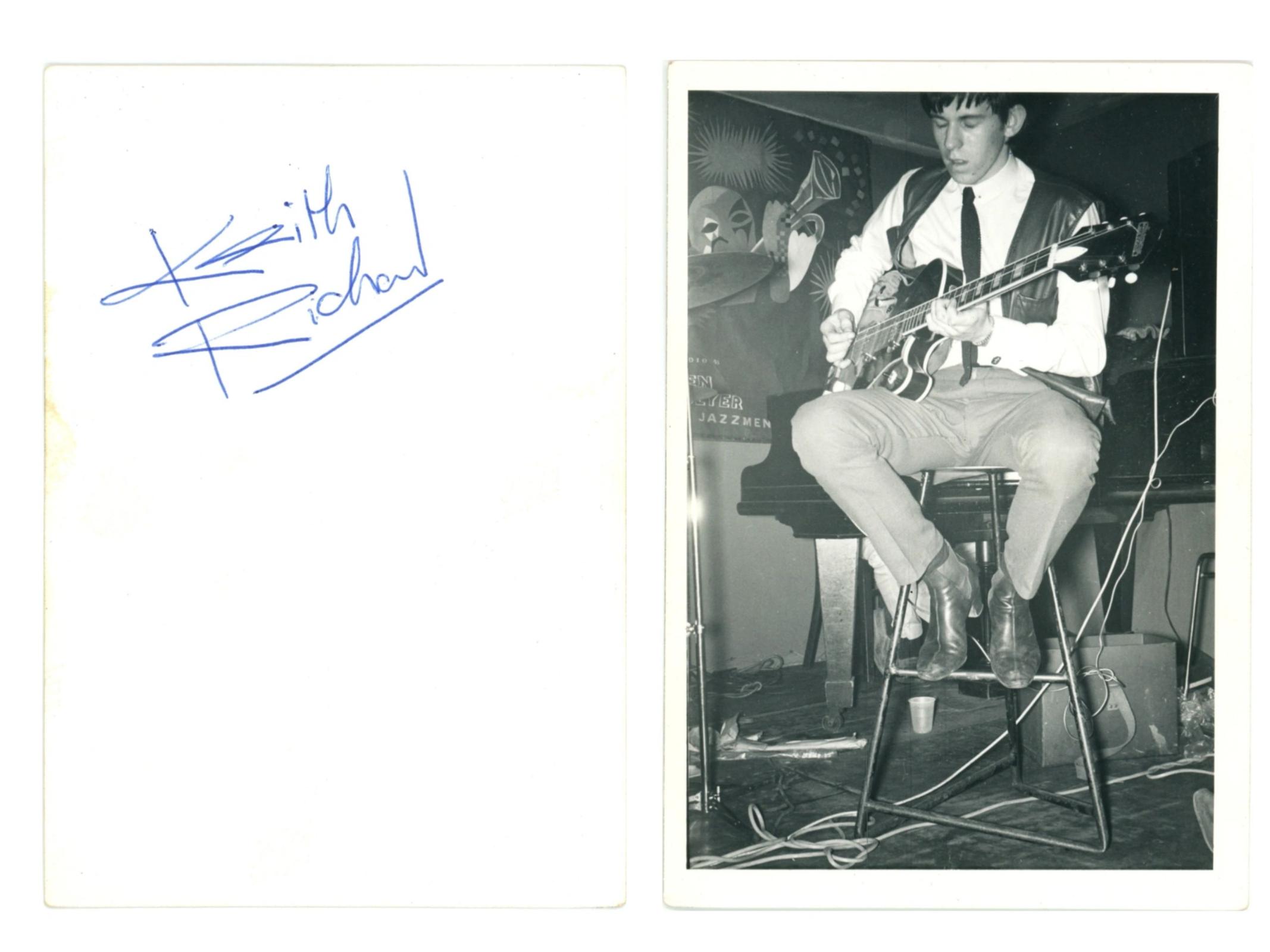 Keith Richards Signed Snapshot, Ken Colyer's Jazz Club, 1963