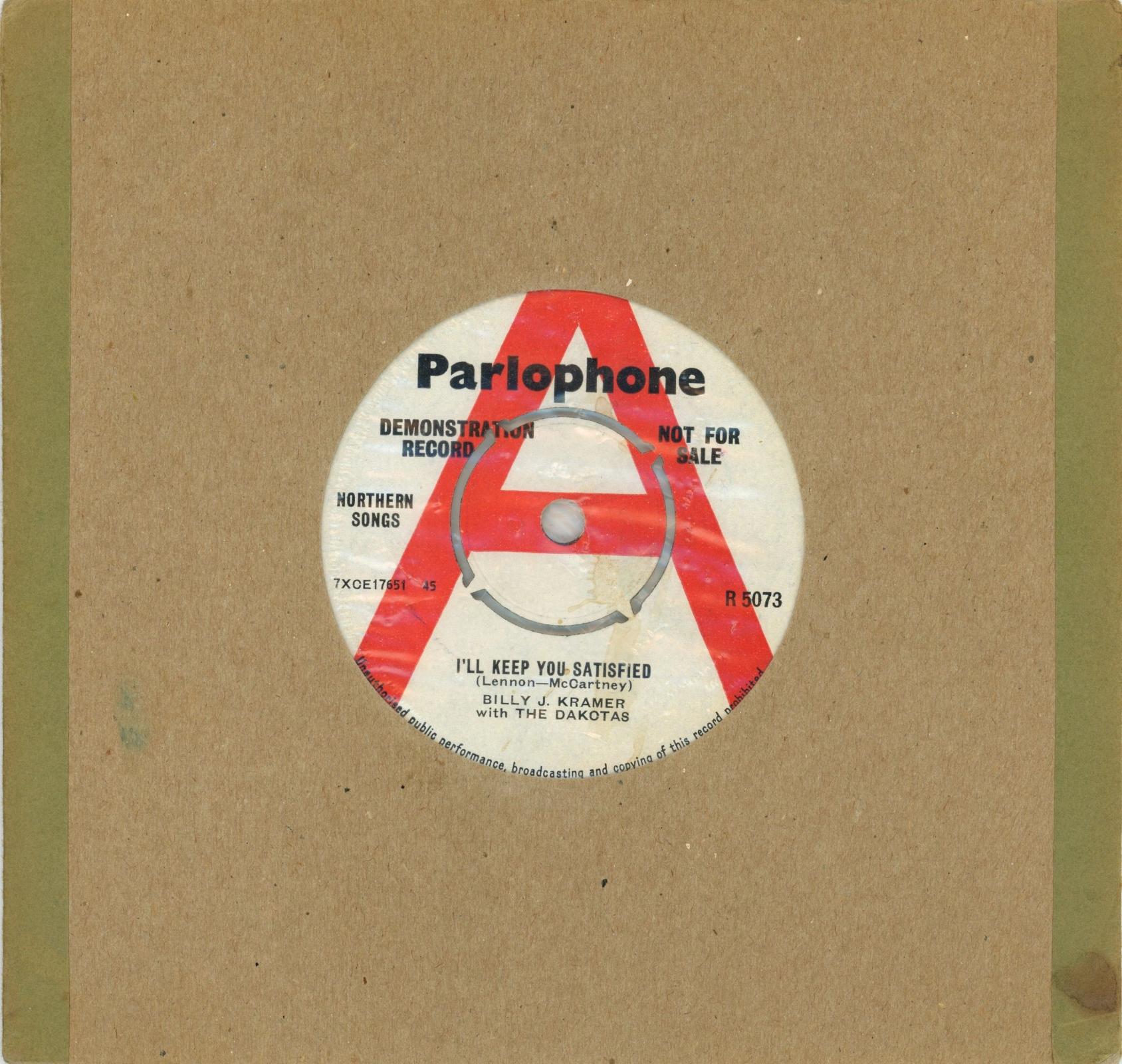 Billy J Karmer with The Dakotas 1964 I'll Keep You Satisfied Parlophone A Label Demo 7 Inch