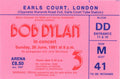 Bob Dylan 1981 Earls Court Ticket stub