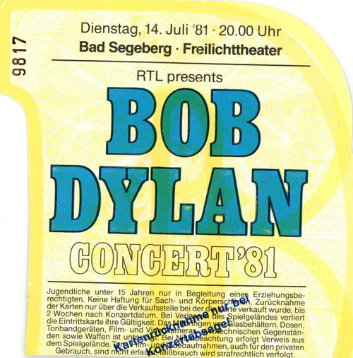 Bob Dylan Freilichttheater concert ticket