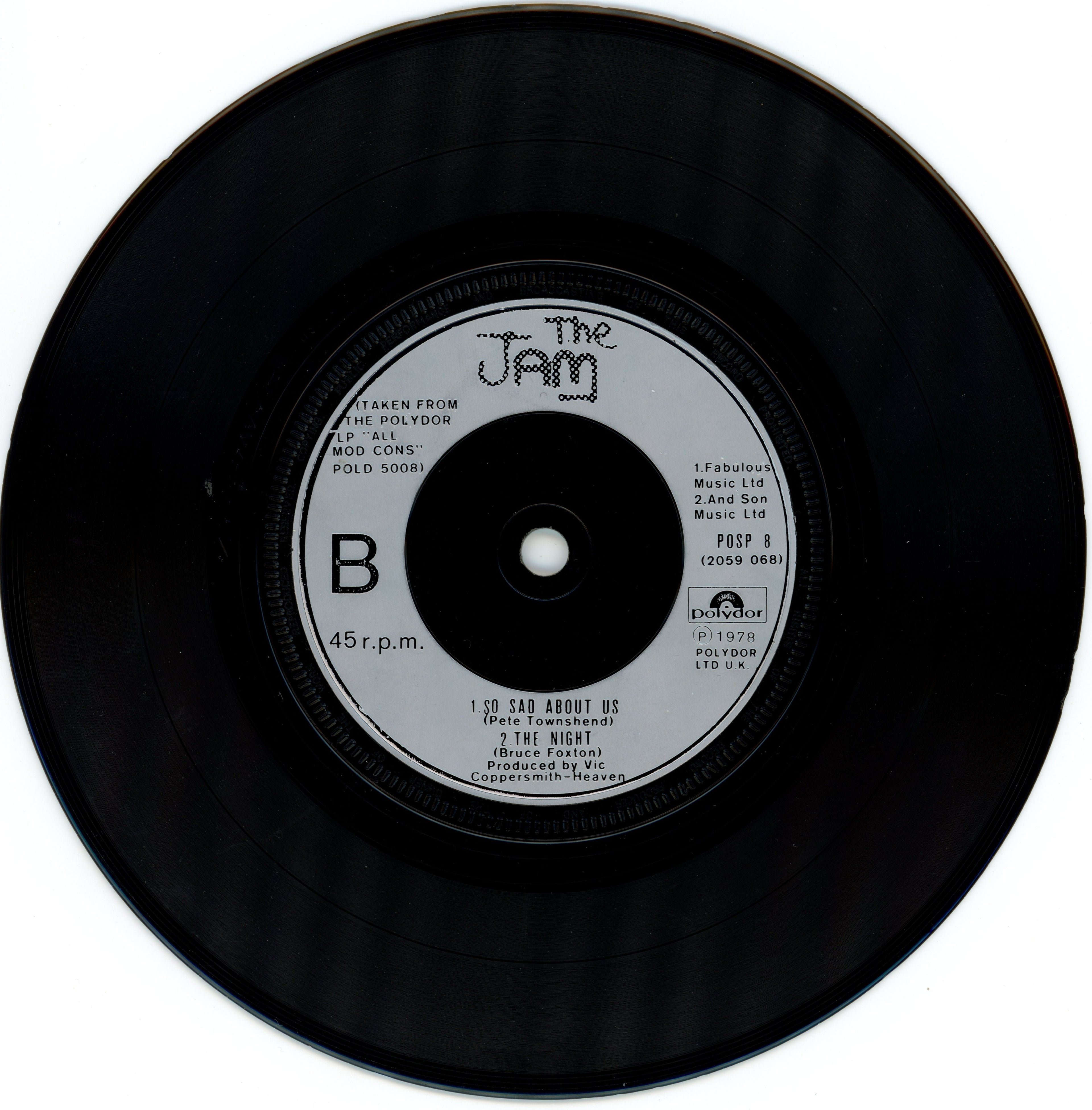 The Jam Signed "Down in the Tube Station at Midnight" 7” single 1978