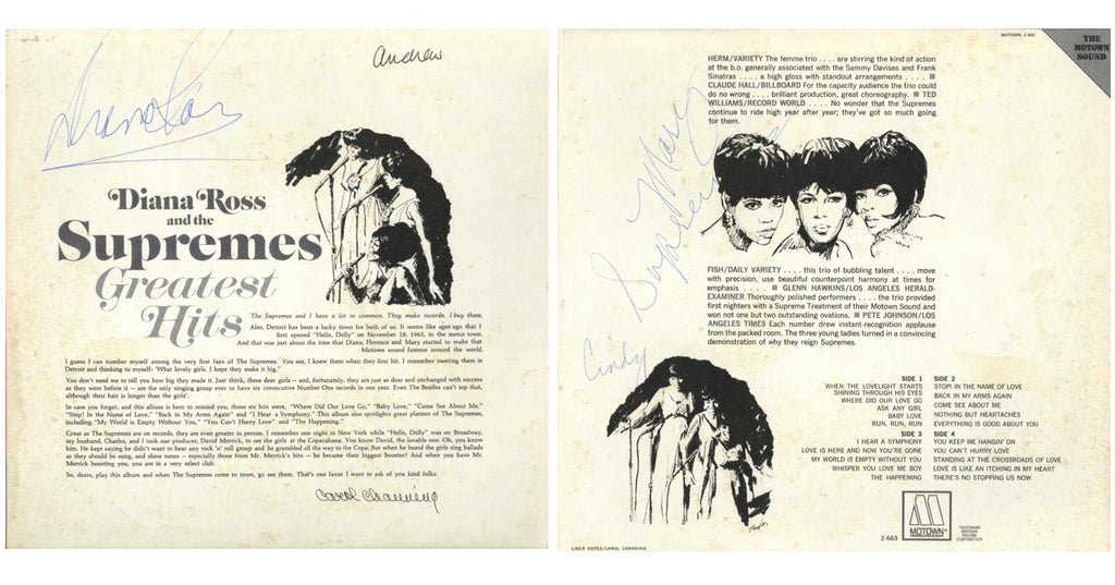 Diana Ross and the Supremes Greatest Hits signed album