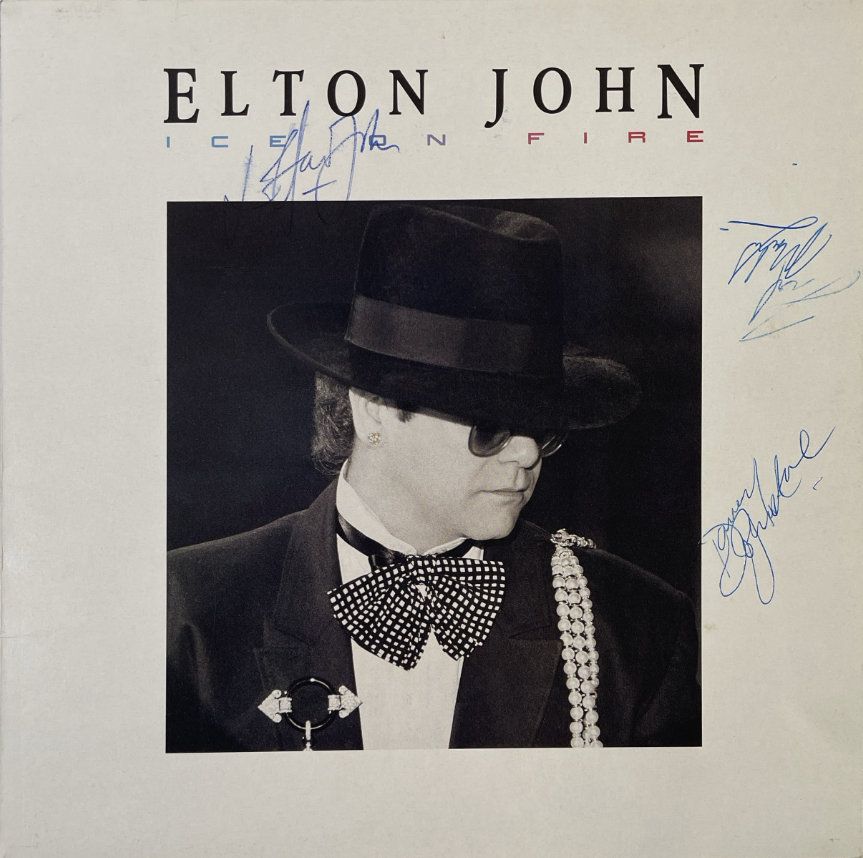 Elton John signed “Ice on Fire” album