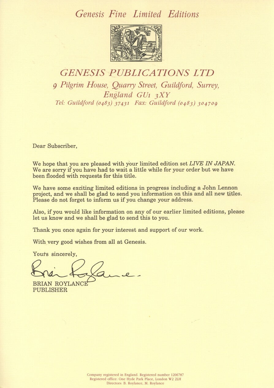 Genesis Publications George Harrison Live In Japan Book