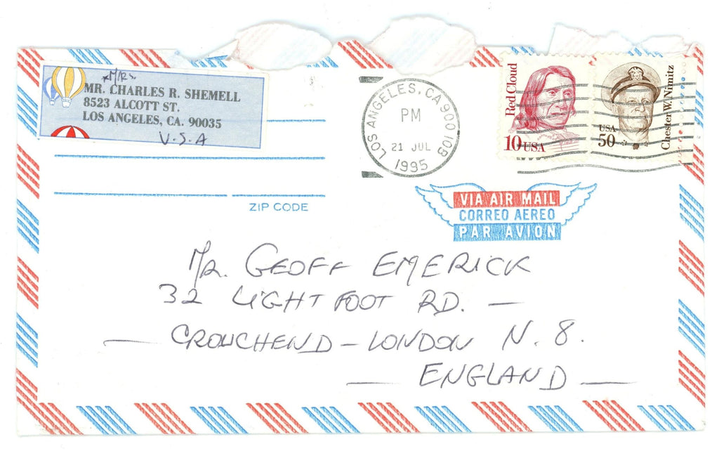 A letter sent to Geoff Emerick 1995