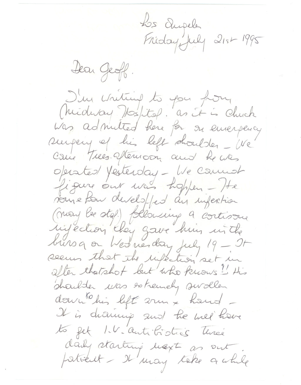 A letter sent to Geoff Emerick 1995