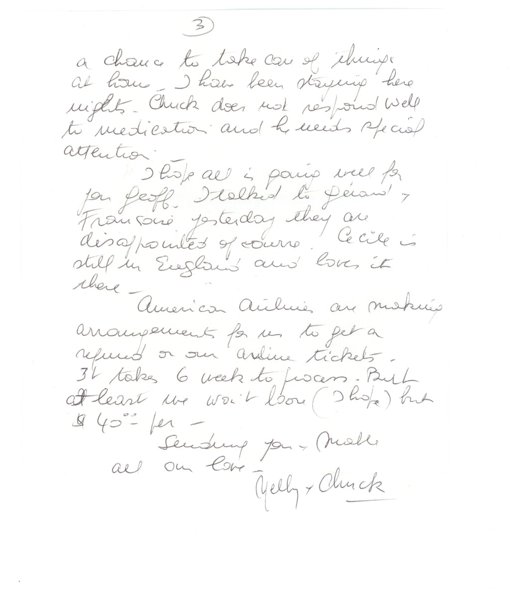 A letter sent to Geoff Emerick 1995
