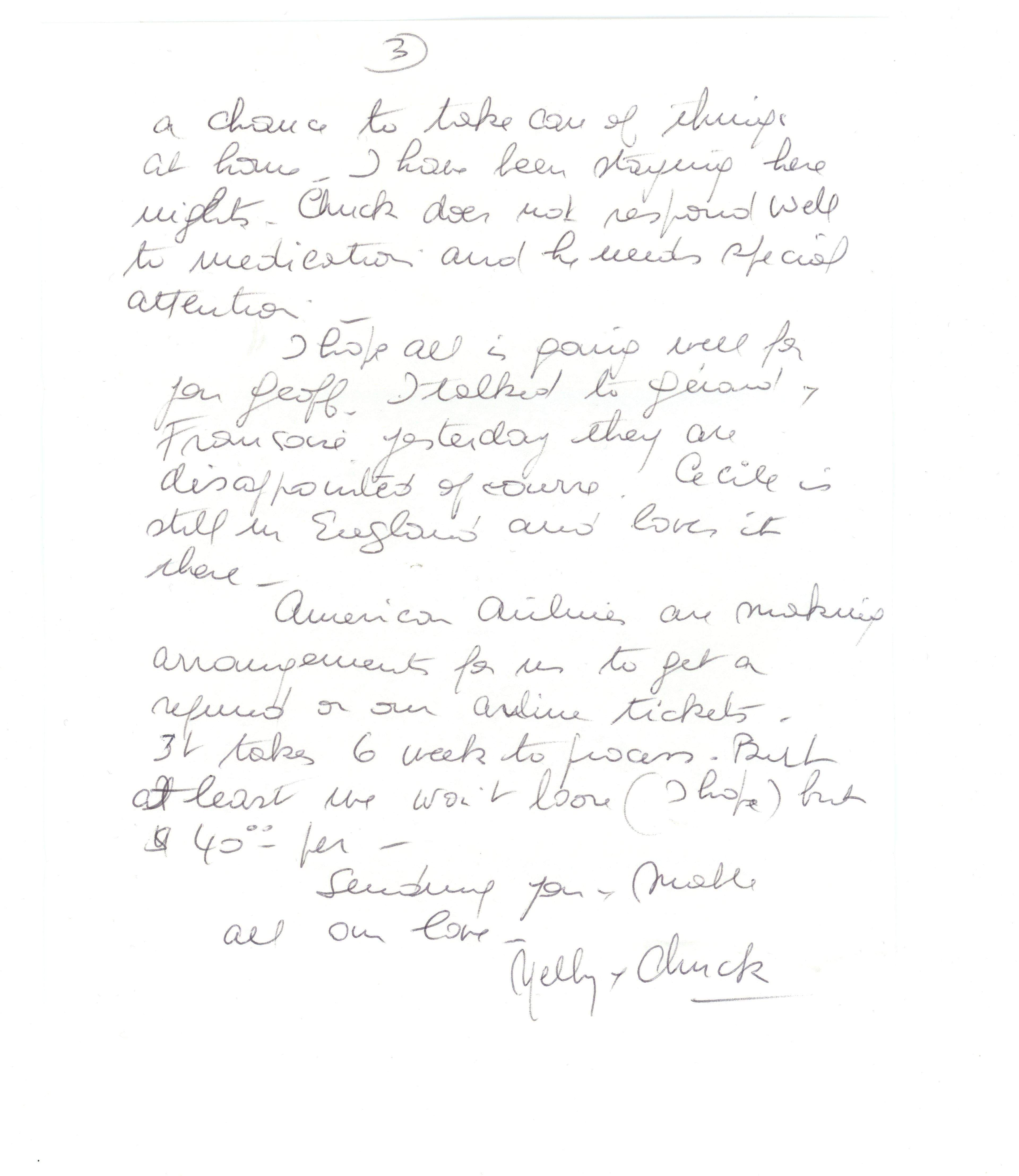 A letter sent to Geoff Emerick 1995