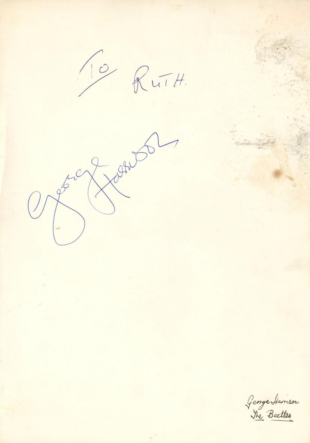 George Harrison signed QE2 Menu 1971