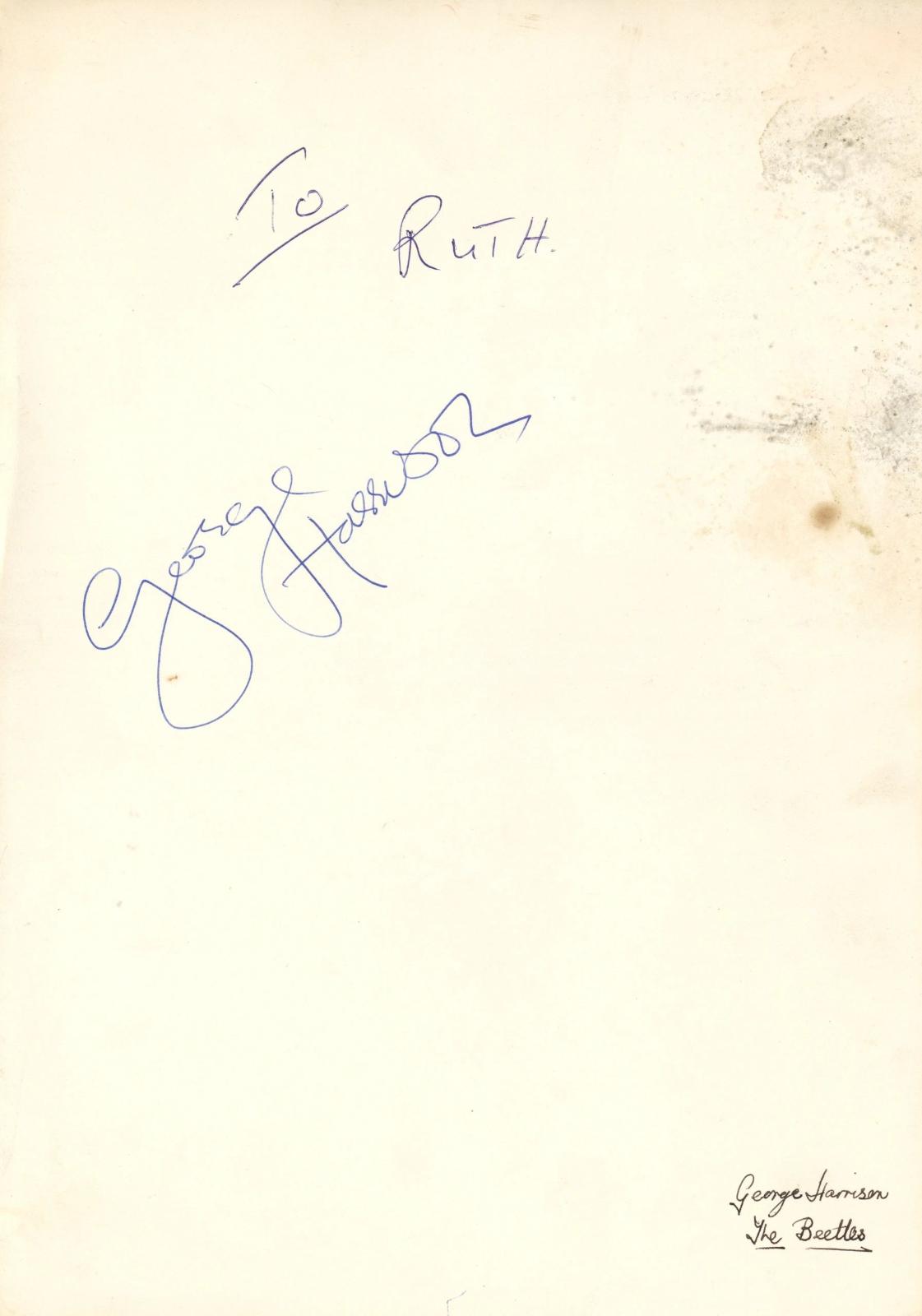 George Harrison signed QE2 Menu 1971