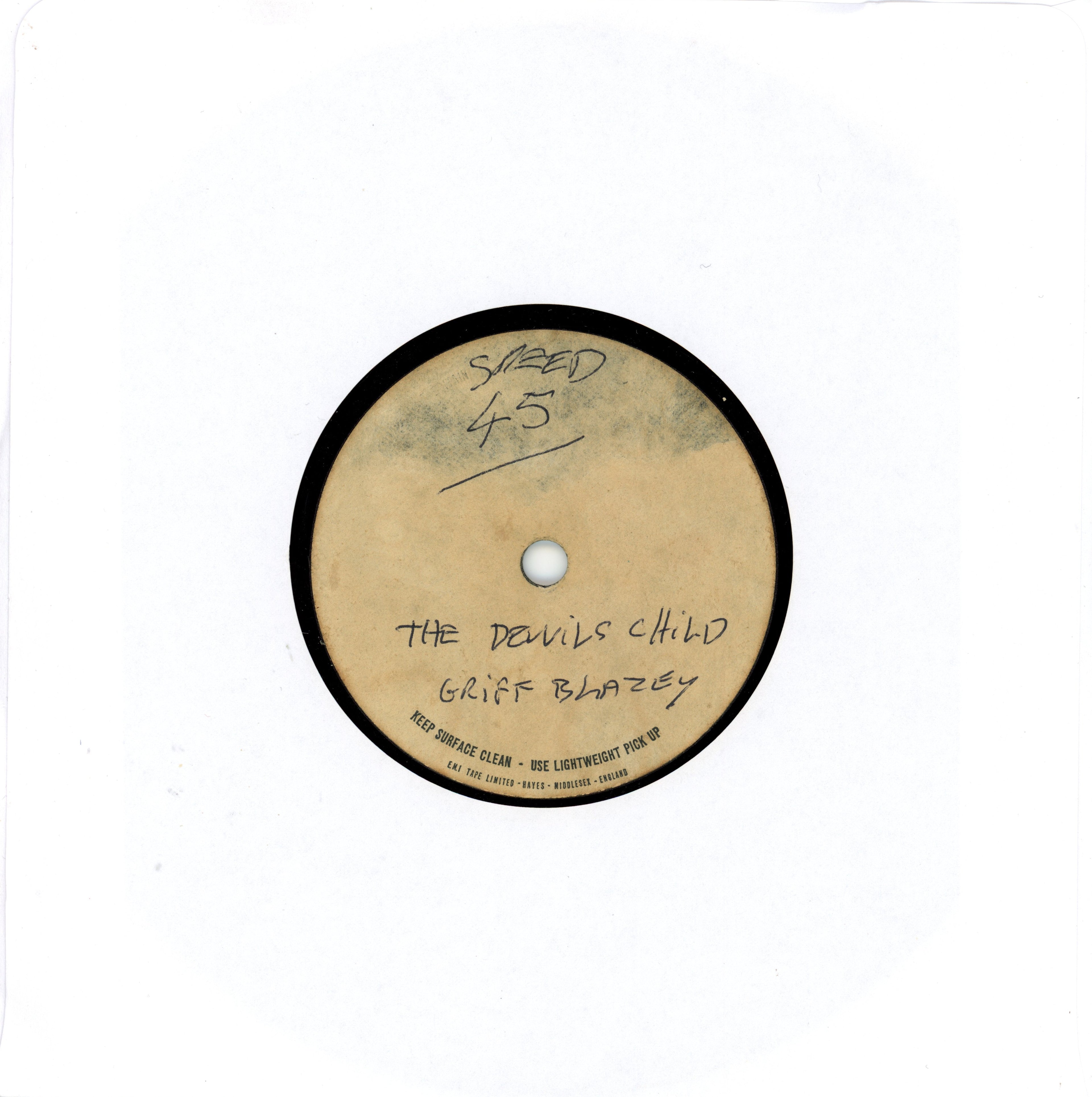 Griff Blazey – “The Devil’s Child” 1968 Acetates sent to George Martin
