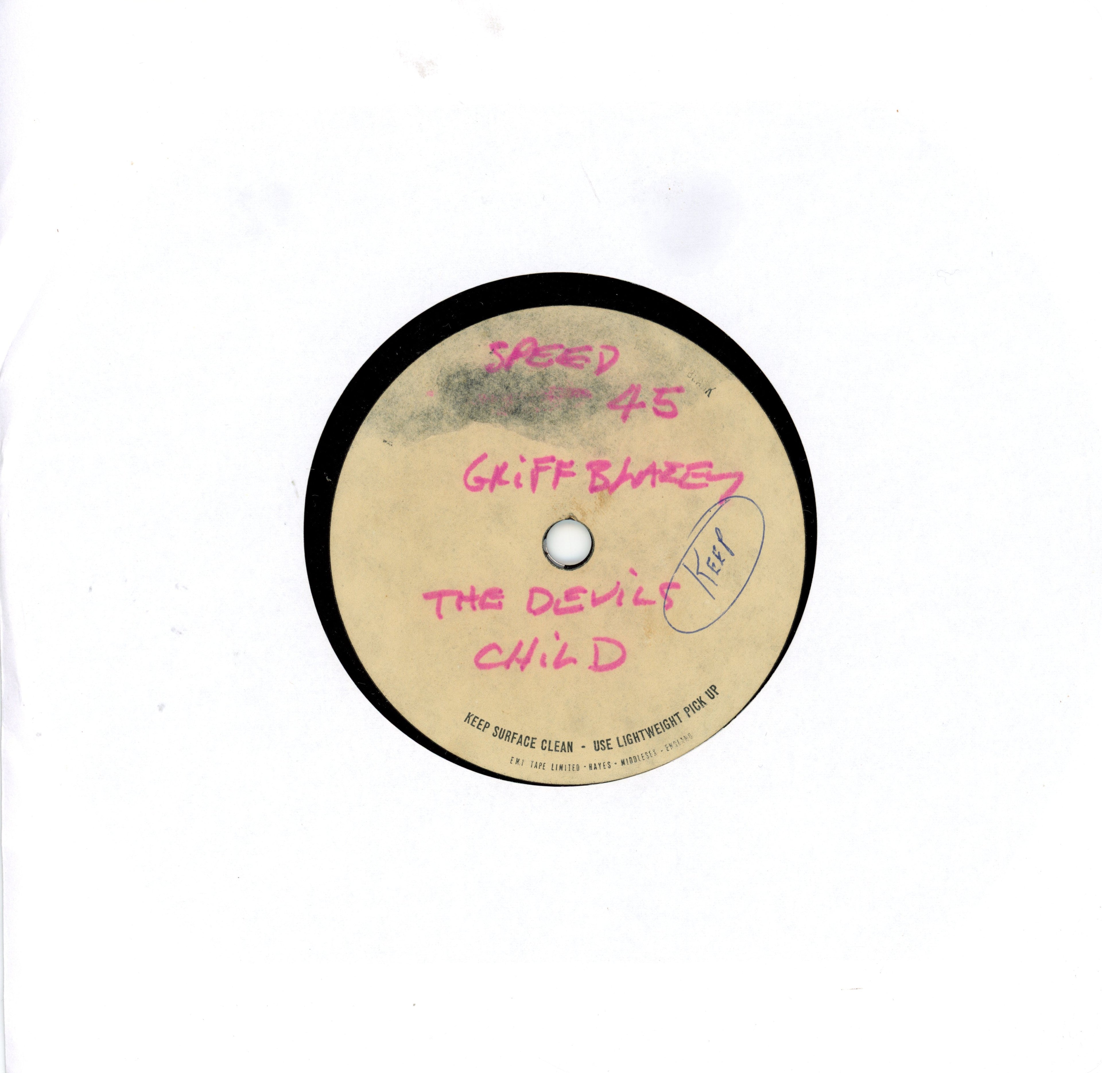 Griff Blazey – “The Devil’s Child” 1968 Acetates sent to George Martin