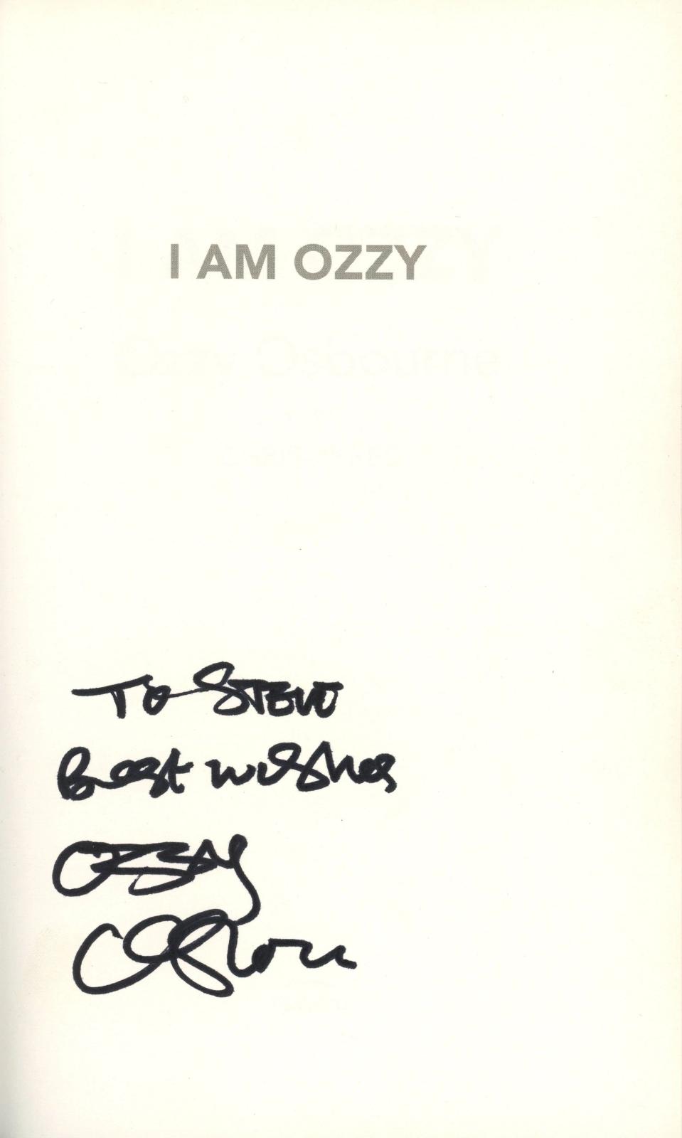 “I Am Ozzy” Autobiography signed by Ozzy Osbourne