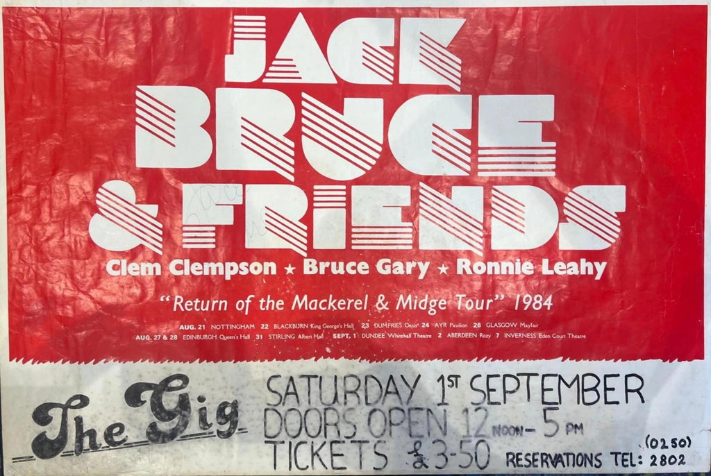 Jack Bruce and friends Dundee Concert Poster 1st of September 1984